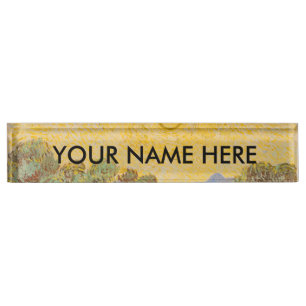 Porte-nom Pour Bureau Oliviers de Van Gogh Ciel Soleil Jaune