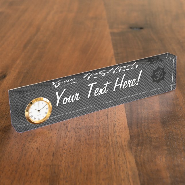 Porte-nom Pour Bureau OM Symbole Lotus Spiritualité en fibre de carbone (Taille)