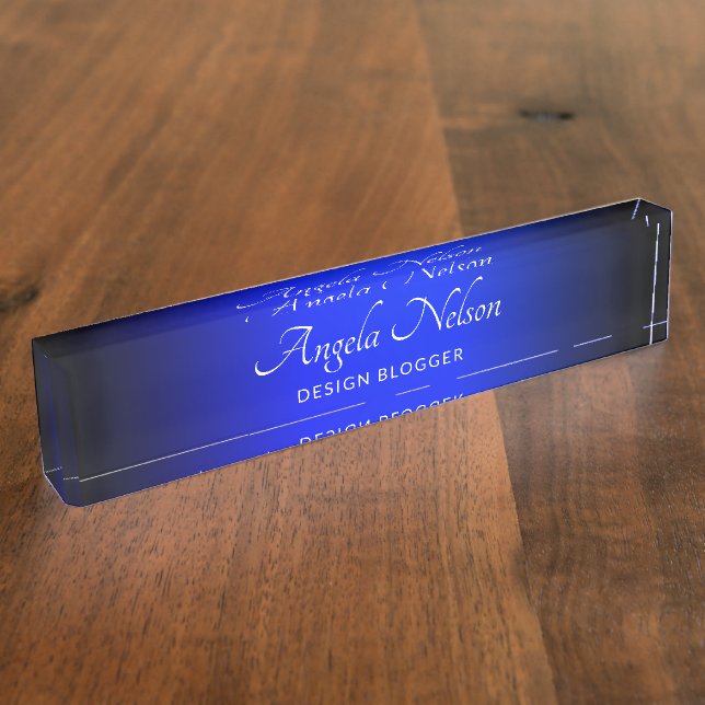 Porte-nom Pour Bureau Ombre bleu noir et saphir (Taille)