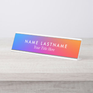 Porte-nom Pour Bureau Ombre Rainbow Multicolor blanc Titre personnalisé