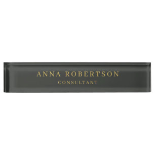 Porte-nom Pour Bureau Onyx Couleurs Noir & Or Professionnel Minimaliste