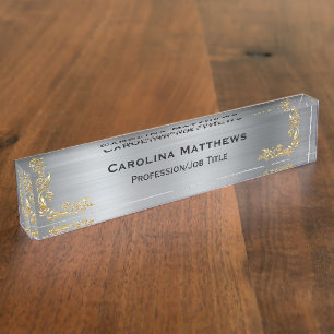 Porte-nom Pour Bureau Or argenté