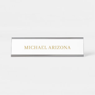 Porte-nom Pour Bureau Or & Blanc Minimaliste Simple Moderne