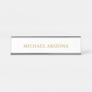 Porte-nom Pour Bureau Or & Blanc Minimaliste Simple Moderne
