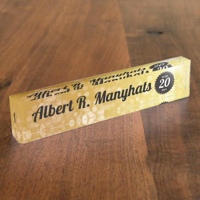 Porte-nom Pour Bureau Or de Faux récompense d'anniversaire des employés (Taille)