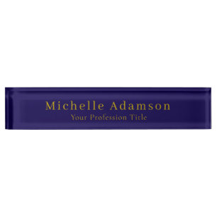 Porte-nom Pour Bureau Or et bleu foncé Couleur Professionnelle Plat Mode