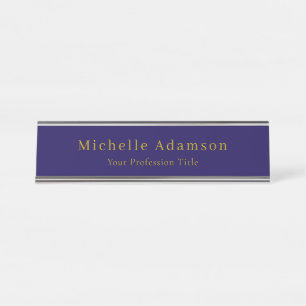 Porte-nom Pour Bureau Or et bleu foncé Couleur Professionnelle Plat Mode