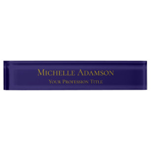 Porte-nom Pour Bureau Or et bleu foncé Couleur Professionnelle Plat Mode