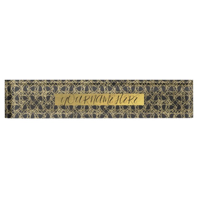 Porte-nom Pour Bureau Or gratté Glamour Moderne Élégance Unique (Devant)