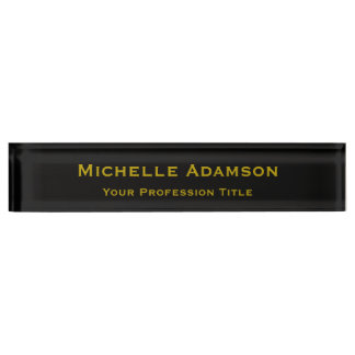 Porte-nom Pour Bureau Or & Noir Couleur Professionnel Plain Moderne