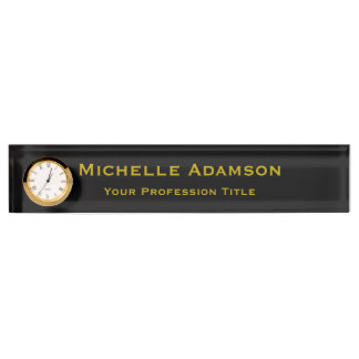 Porte-nom Pour Bureau Or & Noir Couleur Professionnel Plain Moderne