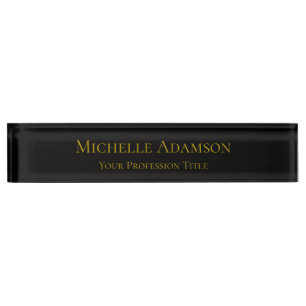 Porte-nom Pour Bureau Or & Noir Couleur Professionnel Plain Moderne