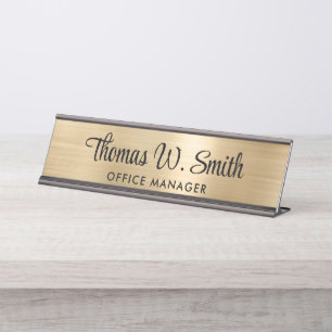 Porte-nom Pour Bureau Or professionnel de script moderne