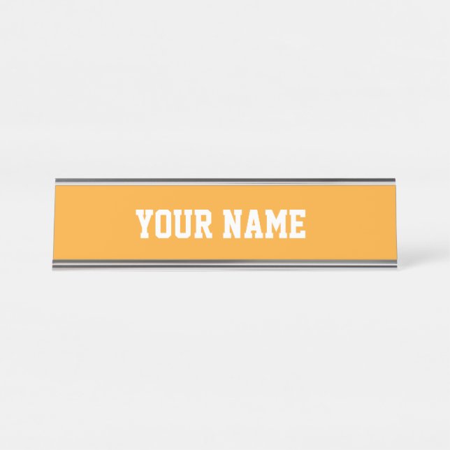 Porte-nom Pour Bureau Orange et blanc (Devant)
