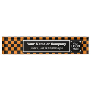 Porte-nom Pour Bureau Orange et noir - Style d'entreprise moderne