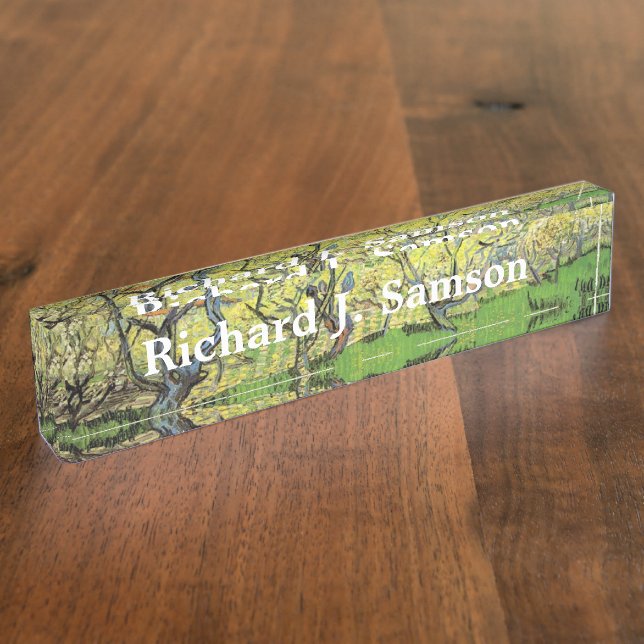 Porte-nom Pour Bureau Orchard à Blossom. Vincent van Gogh. (Taille)