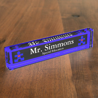 Porte-nom Pour Bureau original d'AutismPuzzlePiece.com - professeur