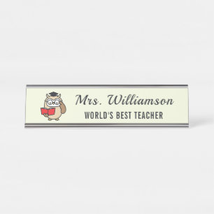 Porte-nom Pour Bureau Owl Du Bureau De Nom Personnalisé Professeur Bibli