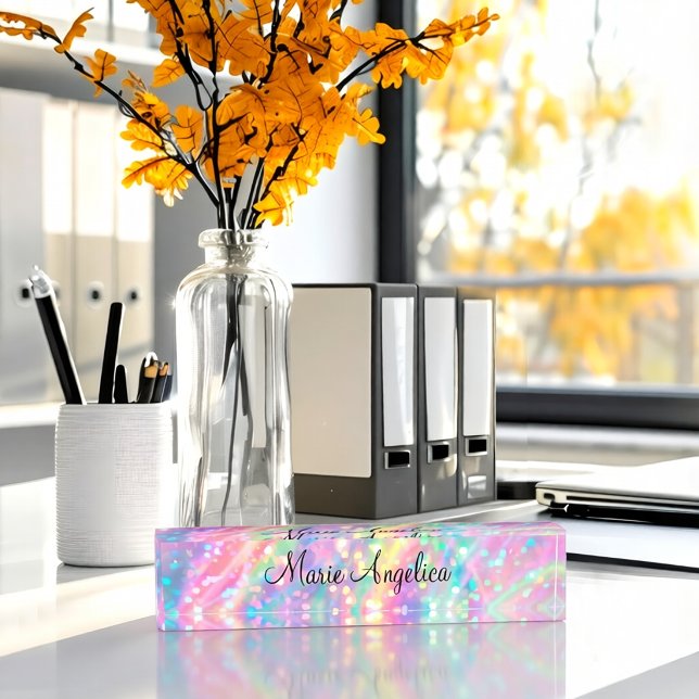 Porte-nom Pour Bureau Pailleté holographique  (Créateur téléchargé)