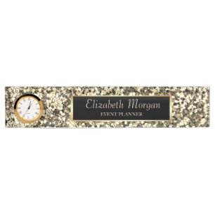 Porte-nom Pour Bureau Paillettes dorées élégantes et stylées, cadre