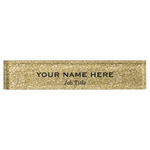 Porte-nom Pour Bureau Paillettes dorées scintillantes tendance glamour p