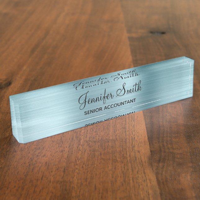 Porte-nom Pour Bureau Paillettes Faux Bleu Clair Féminin (Taille)
