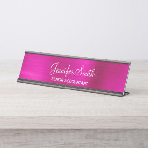 Porte-nom Pour Bureau Paillettes rose chaud faux féminin