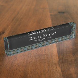 Porte-nom Pour Bureau Paisley Famille et région Tartan Plaid Motif