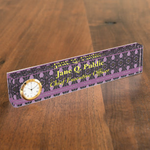Porte-nom Pour Bureau Panneau de bureau Élégance Tapisserie Violette