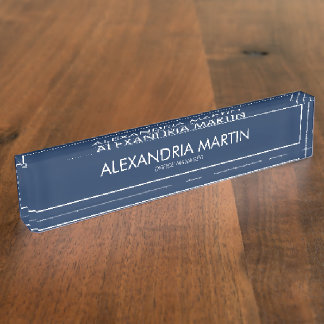 Porte-nom Pour Bureau Panneau de bureau moderne et élégant bleu marine e