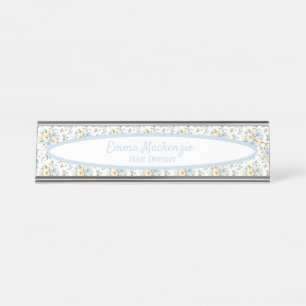 Porte-nom Pour Bureau Panneau du bureau Floral Station Blue Jellow Flowe