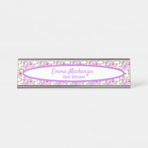 Porte-nom Pour Bureau Panneau du bureau Flore personnalisée Fleurs viole