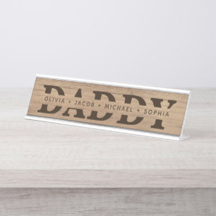 Porte-nom Pour Bureau "Papa" Noms Personnalisés des Enfants Bois + Brown