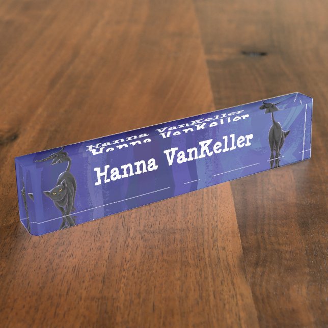 Porte-nom Pour Bureau Papeterie pour chat noir (Taille)