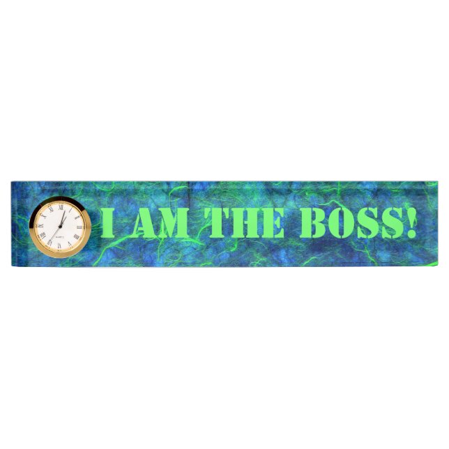 Porte-nom Pour Bureau Papier de riz japonais psychédélique bleu néon (Devant)