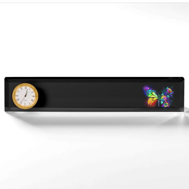 Porte-nom Pour Bureau Papillon arc-en-ciel (Devant)
