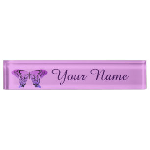 Porte-nom Pour Bureau Papillon aux nuances du pourpre