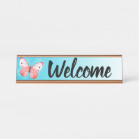 Papillon d'accueil de bureau de réceptionniste de