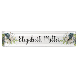 Porte-nom Pour Bureau Papillon et fleurs
