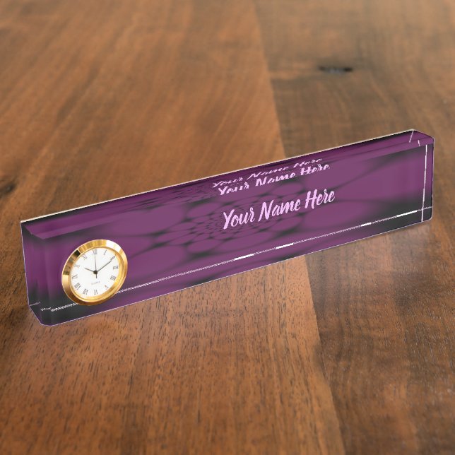 Porte-nom Pour Bureau Papillon Violet Noir Pétales (Taille)