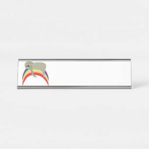 Porte-nom Pour Bureau Paresse sur l'arc-en-ciel
