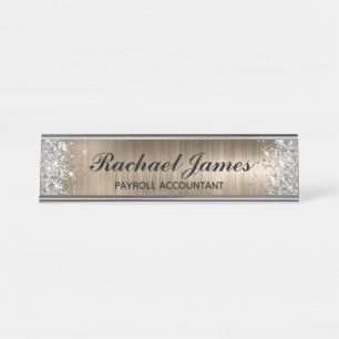 Porte-nom Pour Bureau Parties scintillant argent classique Faux Gold Foi