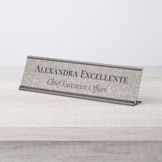 Porte-nom Pour Bureau Parties scintillant Argent Élégante Mode personnal