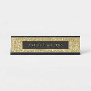 Porte-nom Pour Bureau Parties scintillant d'or imprimé Texture moderne