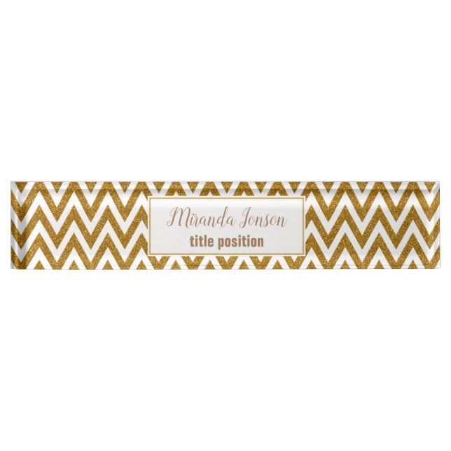 Porte-nom Pour Bureau Parties scintillant d'or monogramme (Devant)