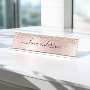 Porte-nom Pour Bureau Parties scintillant dorée Rose professionnel moder
