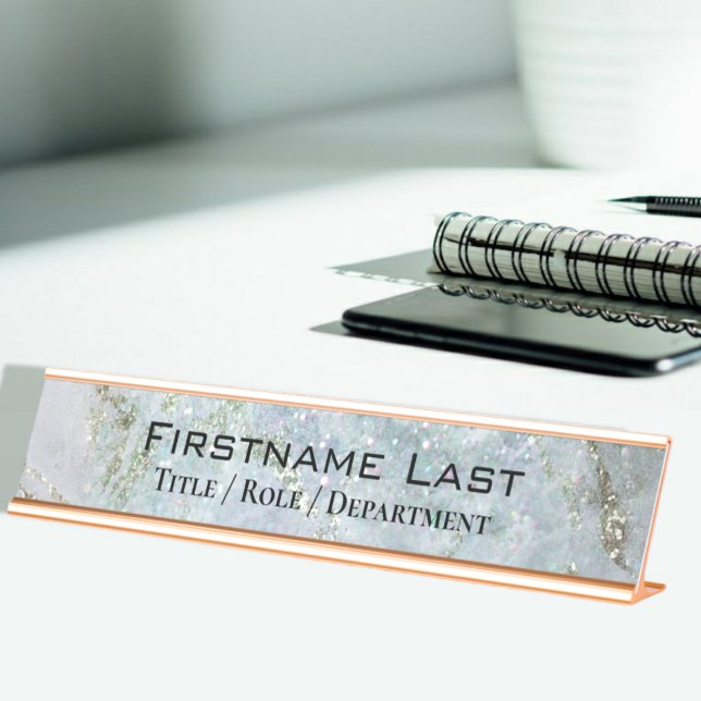 Porte-nom Pour Bureau Parties scintillant élégante marbre étincelant Nom (Créateur téléchargé)