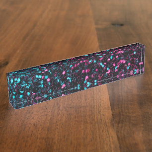 Porte-nom Pour Bureau Parties scintillant en mosaïque bleu brillant