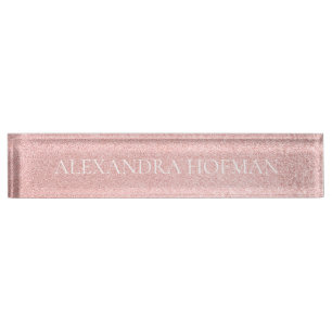 Porte-nom Pour Bureau parties scintillant en or rose luxe monogramme
