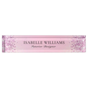 Porte-nom Pour Bureau Parties scintillant Faux violet clair